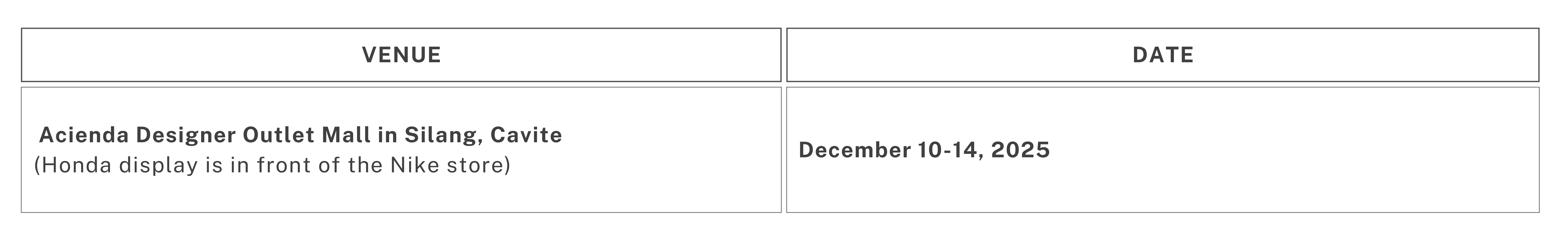 Acienda mall display table 2025